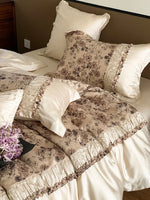 4-Piece Bedding Set Tencel Satin Floral Jacquard
