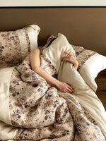 4-Piece Bedding Set Tencel Satin Floral Jacquard