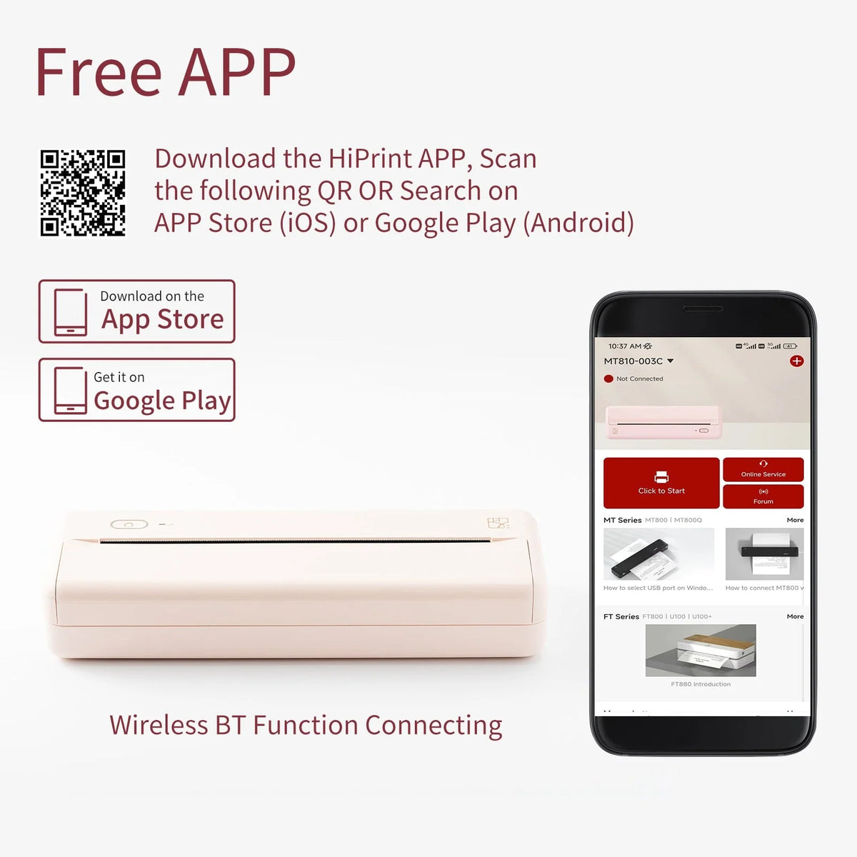 A4 Printer Portable Inkless Thermal Wireless