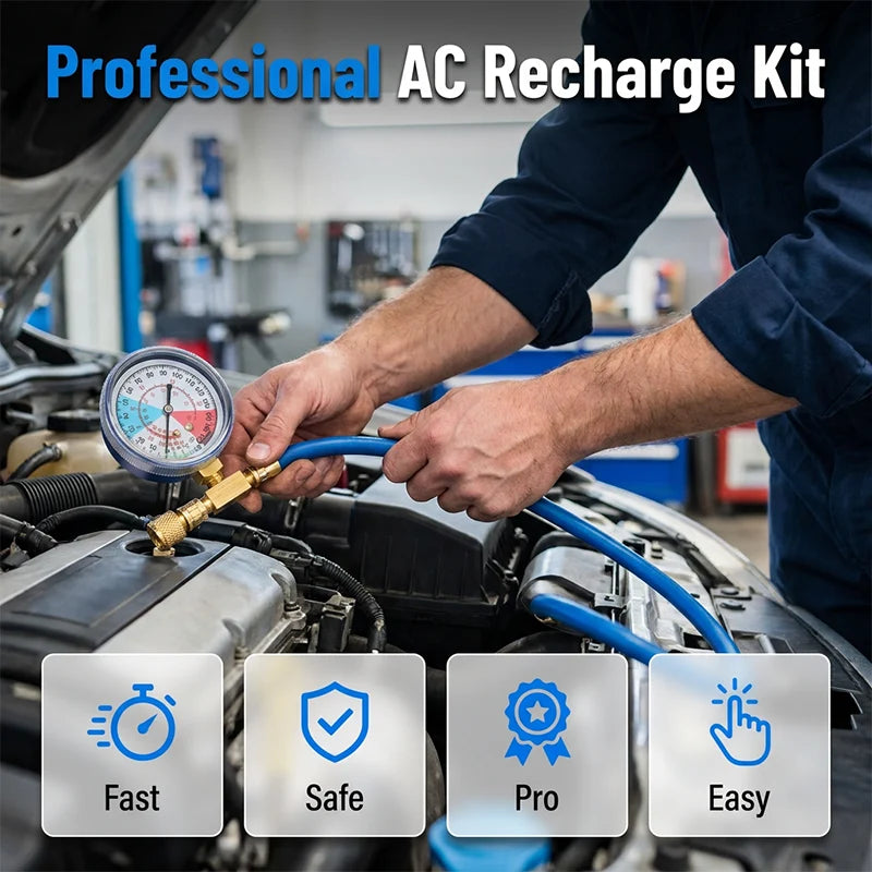 AC Refill Hose R134A R12 R22 0-350 PSI Gauge