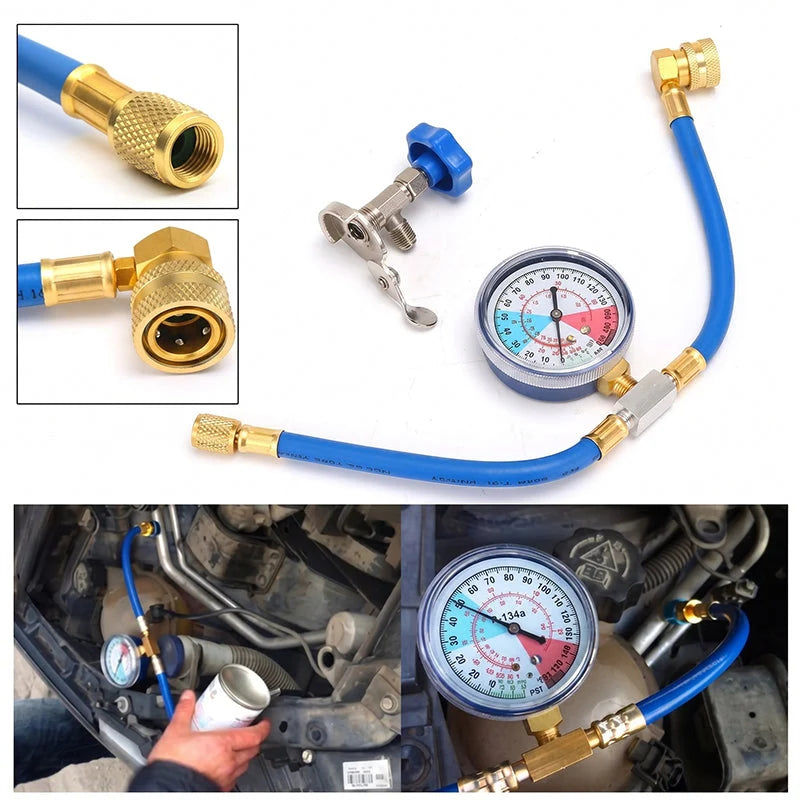 AC Refill Hose R134A R12 R22 0-350 PSI Gauge