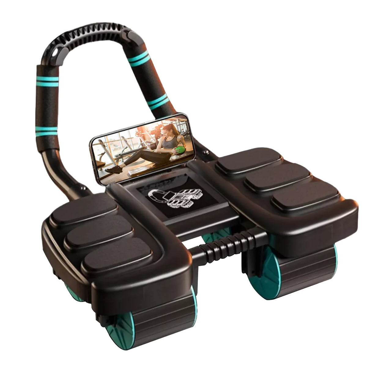 Ab Roller Four-Wheel Automatic Rebound Padded Arm Supports