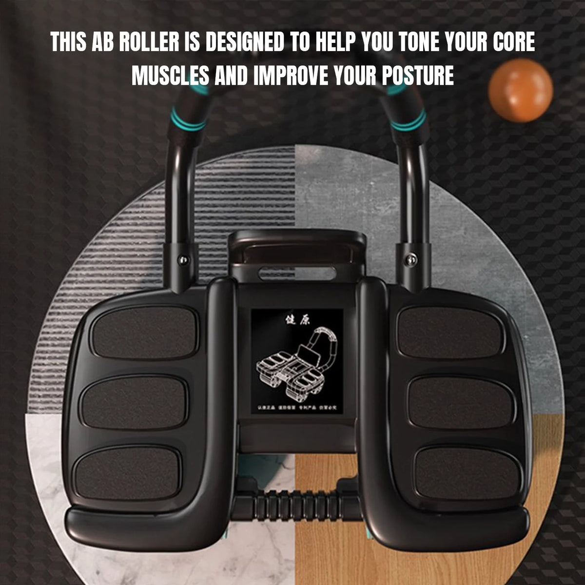 Ab Roller Four-Wheel Automatic Rebound With Padded Elbow Supports