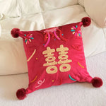Accent Cushion Hand-Tufted Chenille Pom-Pom Corners