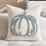 Accent Pillow Cover Hand-Embroidered Chenille Pumpkin Linen-Feel