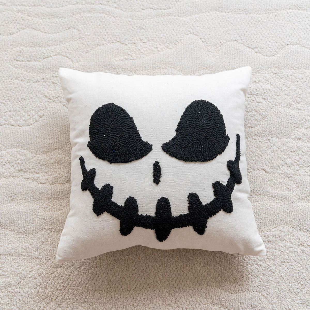 Accent Pillow Cover Handcrafted Hooked Chenille Cotton-Blend Hidden Zipper