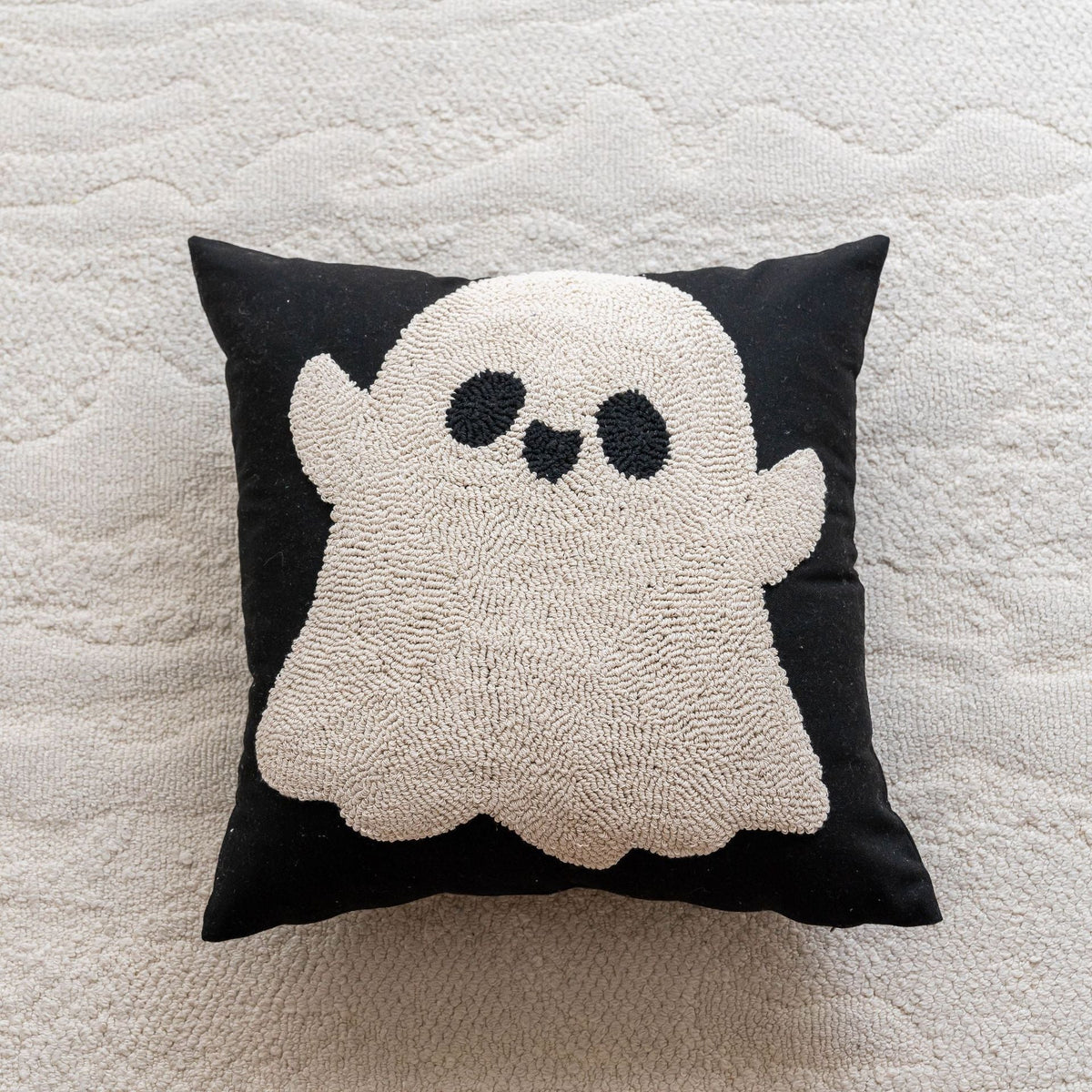 Accent Pillow Cover Handcrafted Hooked Chenille Cotton-Blend Hidden Zipper