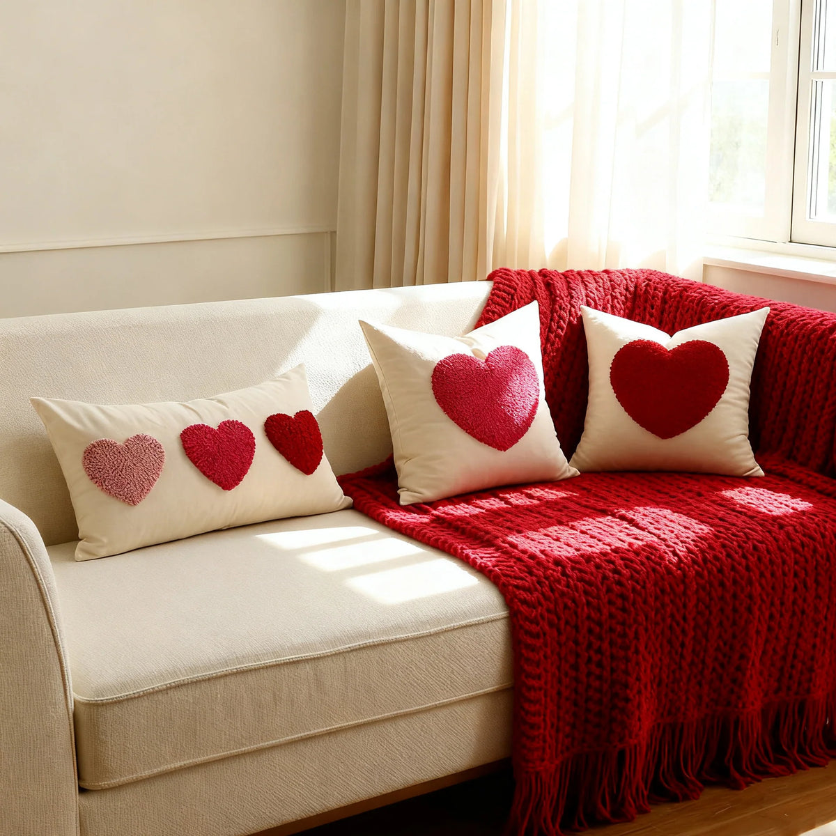 Accent Pillow Cover Tufted Hooked Texture & Tassel Corners