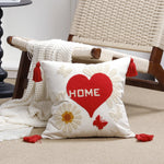 Accent Pillow Cover Tufted Hooked Texture & Tassel Corners