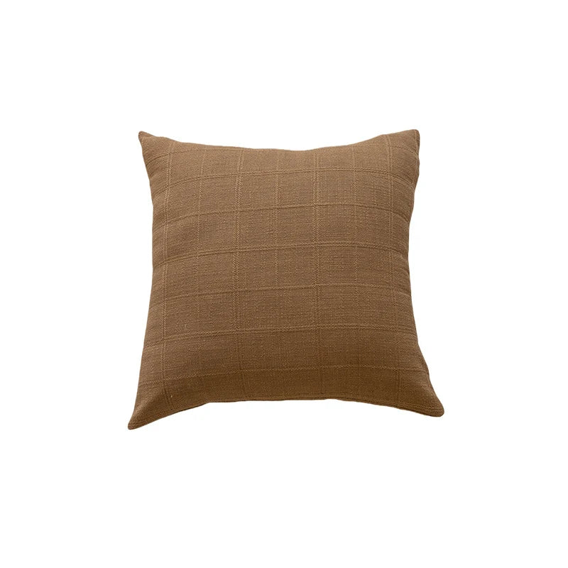 Accent Pillow Polyester-Cotton Grid Texture Removable Cover