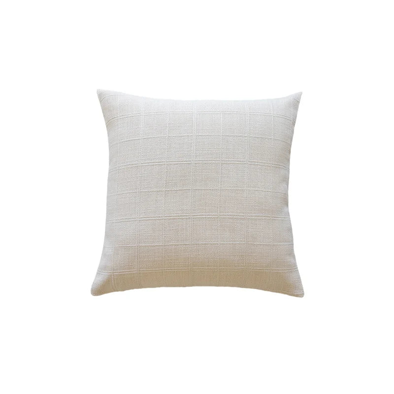 Accent Pillow Polyester-Cotton Grid Texture Removable Cover