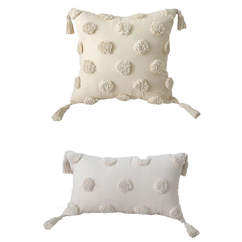 Accent Pillow Set Pom-Pom Tufted Hand-Knotted Tassels