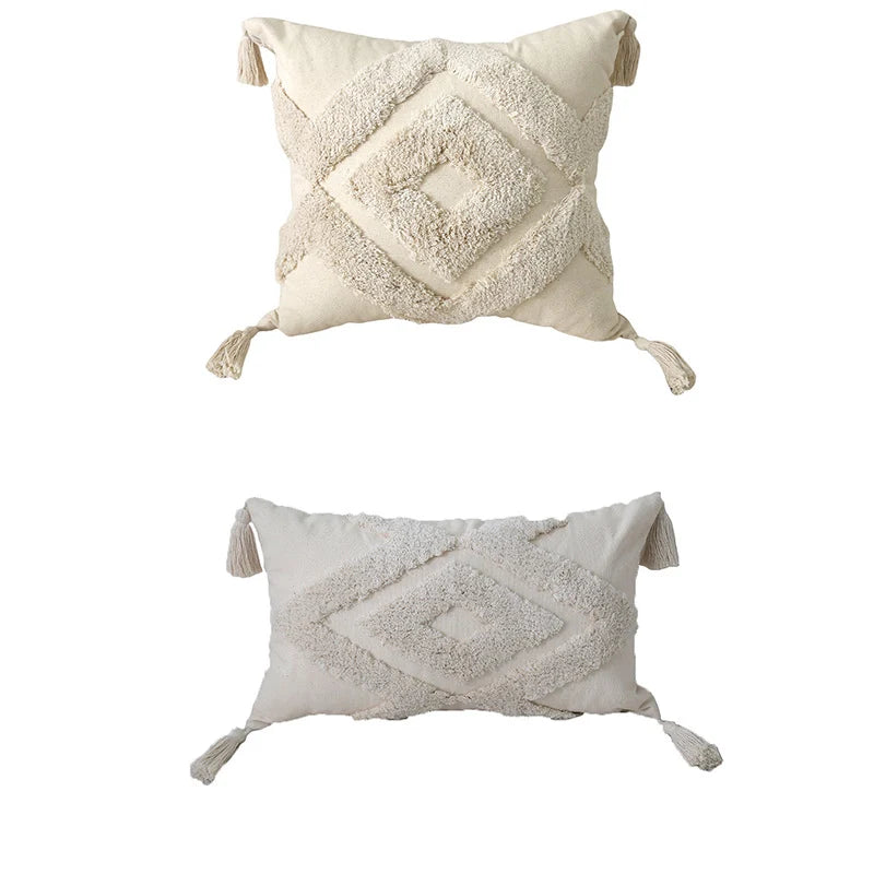 Accent Pillow Set Pom-Pom Tufted Hand-Knotted Tassels