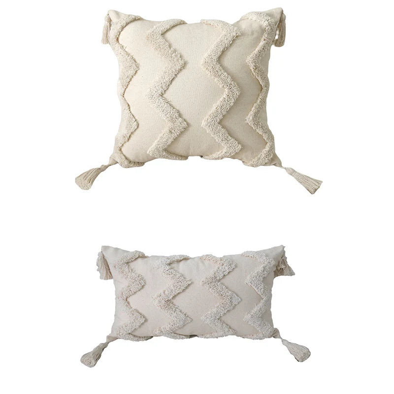 Accent Pillow Set Pom-Pom Tufted Hand-Knotted Tassels