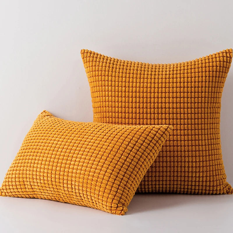 Accent Pillow Set Waffle-Grid Chenille Removable Zip Covers