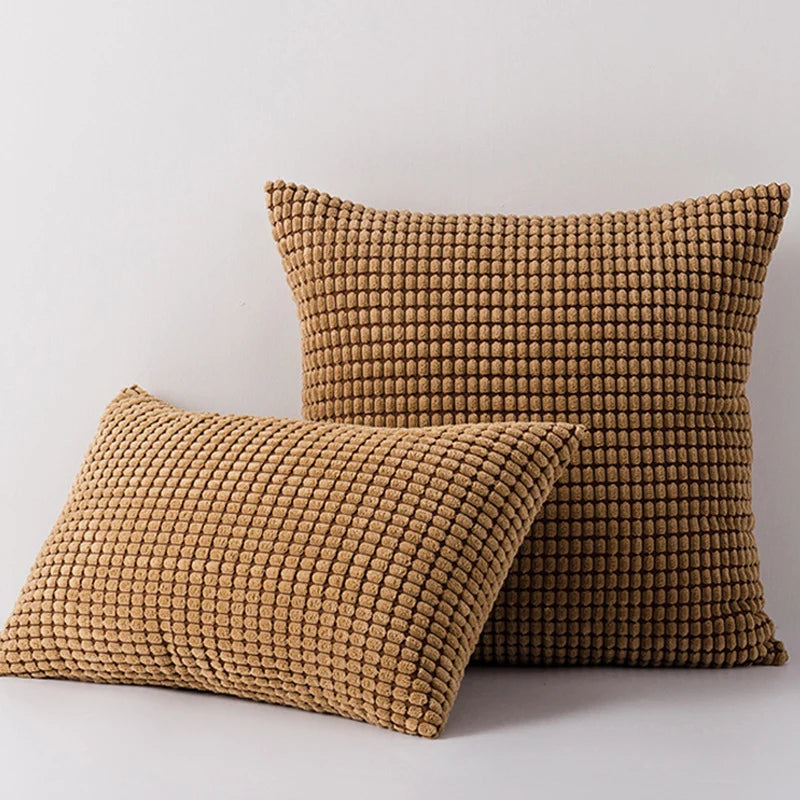 Accent Pillow Set Waffle-Grid Chenille Removable Zip Covers