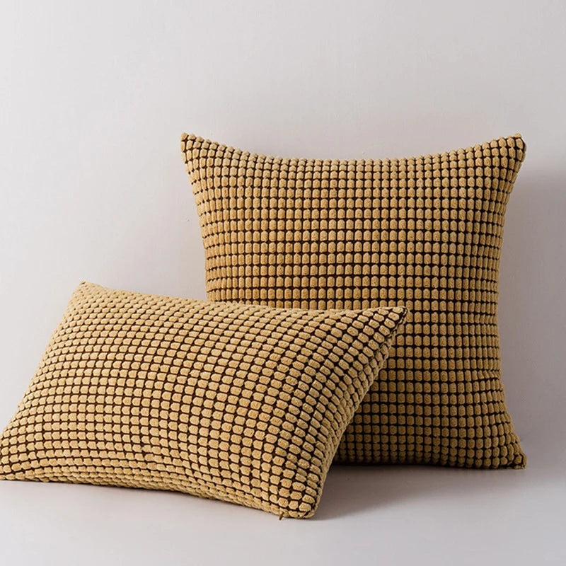 Accent Pillow Set Waffle-Grid Chenille Removable Zip Covers