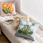 Accent Pillow Velvet Cover Hand-Appliquéd Tufted Floral