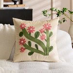 Accent Pillow Velvet Cover Hand-Appliquéd Tufted Floral