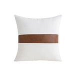Accent Throw Pillow Cover Leather-Look & Canvas Hidden Zipper