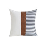 Accent Throw Pillow Cover Leather-Look & Canvas Hidden Zipper