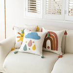 Accent Throw Pillow Cover Tufted Chenille Tassel Trim