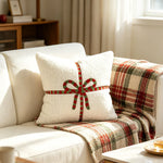 Accent Throw Pillow Sherpa Cover & Embroidered Bow
