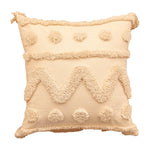 Accent Throw Pillow Tufted Shag & Tassels Removable Cover