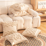 Accent Throw Pillow Tufted Shag & Tassels Removable Cover