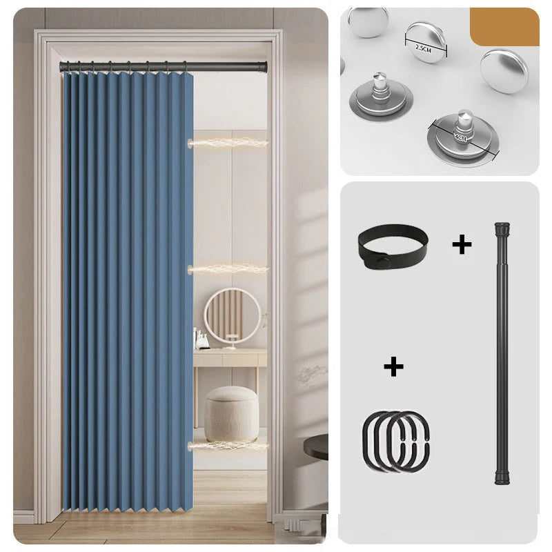 Accordion Door Curtain Magnetic Closure No-Drill Installation