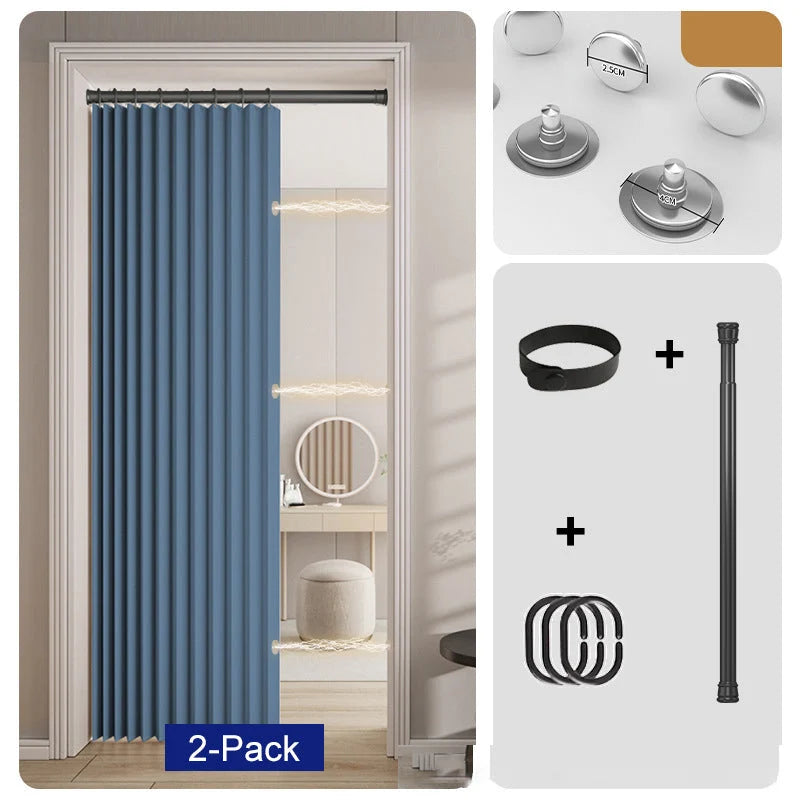 Accordion Door Curtain Magnetic Closure No-Drill Installation