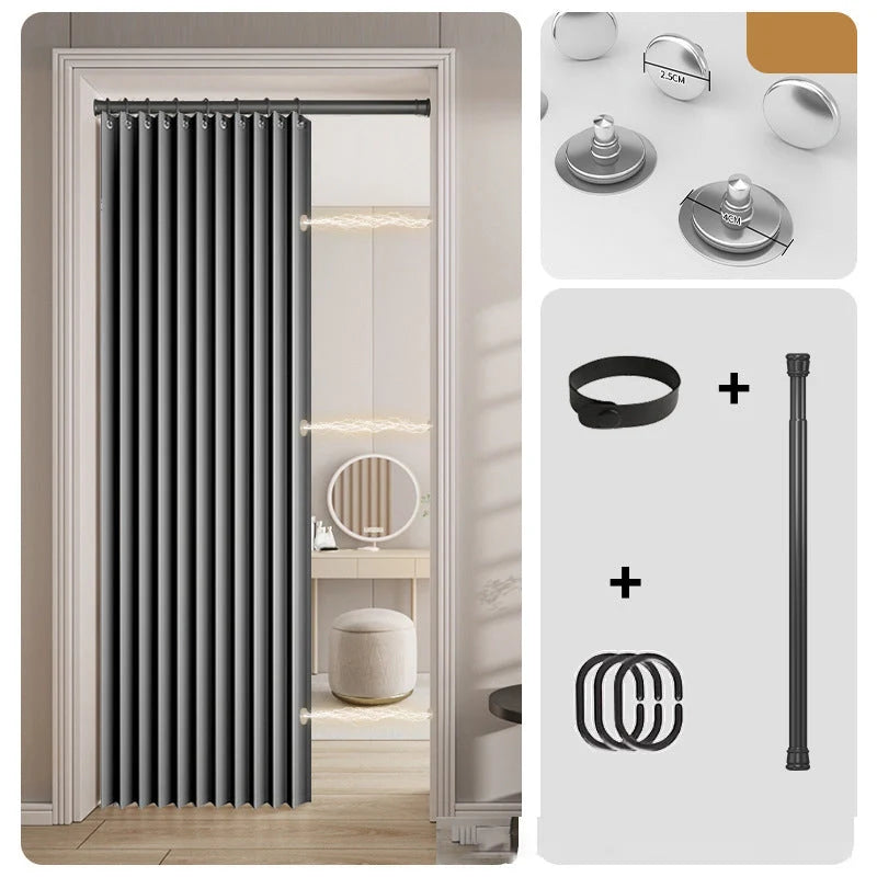 Accordion Door Curtain Magnetic Closure No-Drill Installation
