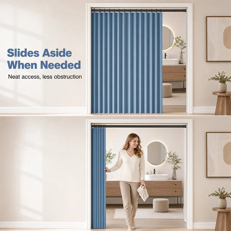 Accordion Door Curtain Magnetic Closure No-Drill Installation
