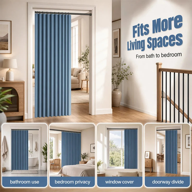 Accordion Door Curtain Magnetic Closure No-Drill Installation