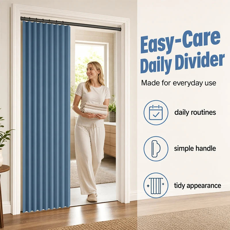 Accordion Door Curtain Magnetic Closure No-Drill Installation