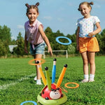 Activity Toy 3-in-1 Jump Pad Ring Toss Rocket Launcher