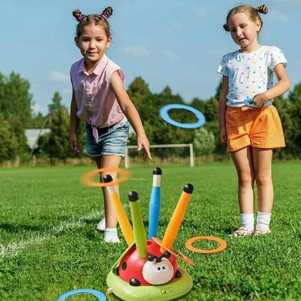 Activity Toy 3-in-1 Jump Pad Ring Toss Rocket Launcher