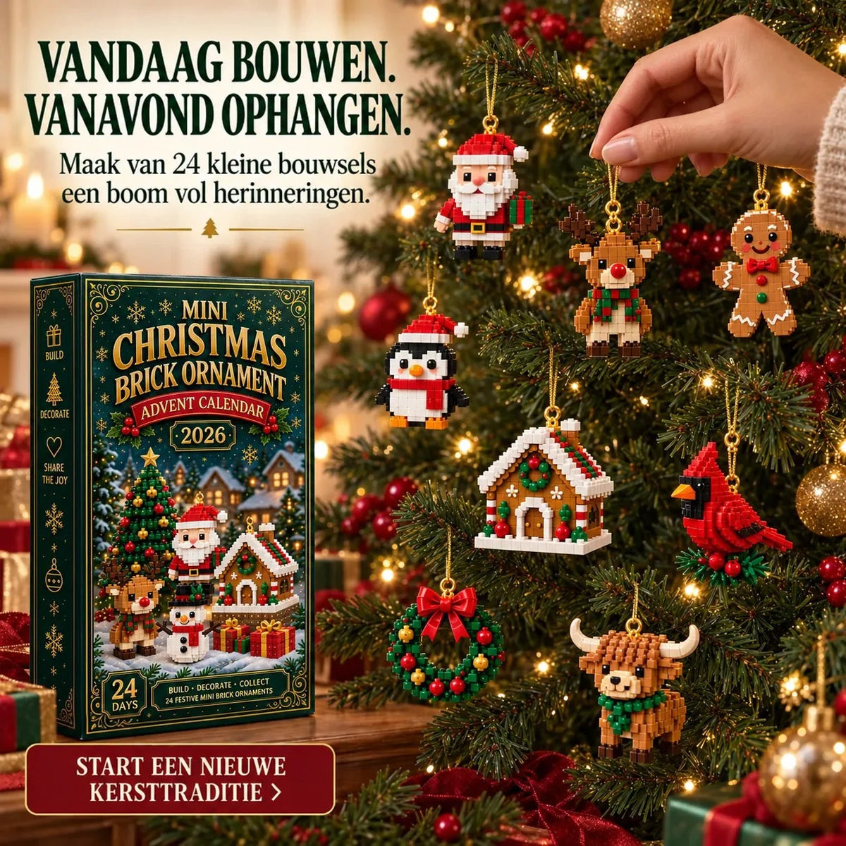 Advent Calendar 24 Mini Brick Builds Tree Ornaments