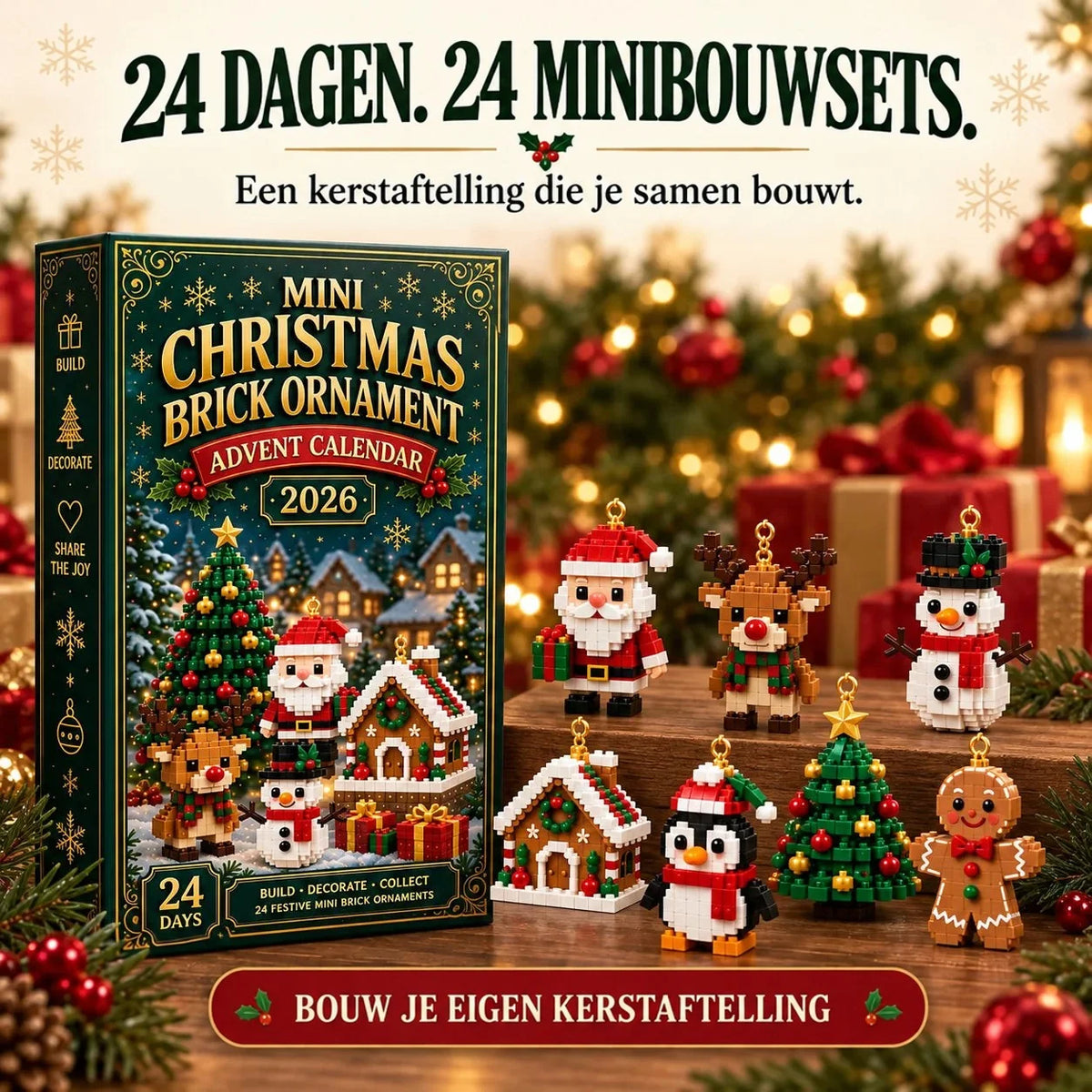Advent Calendar 24 Mini Brick Builds Tree Ornaments