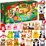 Advent Calendar 24 Mini Plush Animals Reusable Christmas Countdown