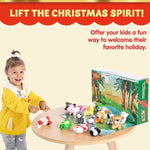 Advent Calendar 24 Mini Plush Animals Reusable Christmas Countdown
