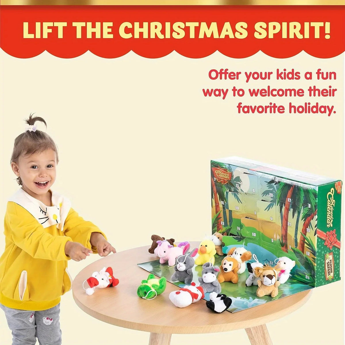Advent Calendar 24 Mini Plush Animals Reusable Christmas Countdown