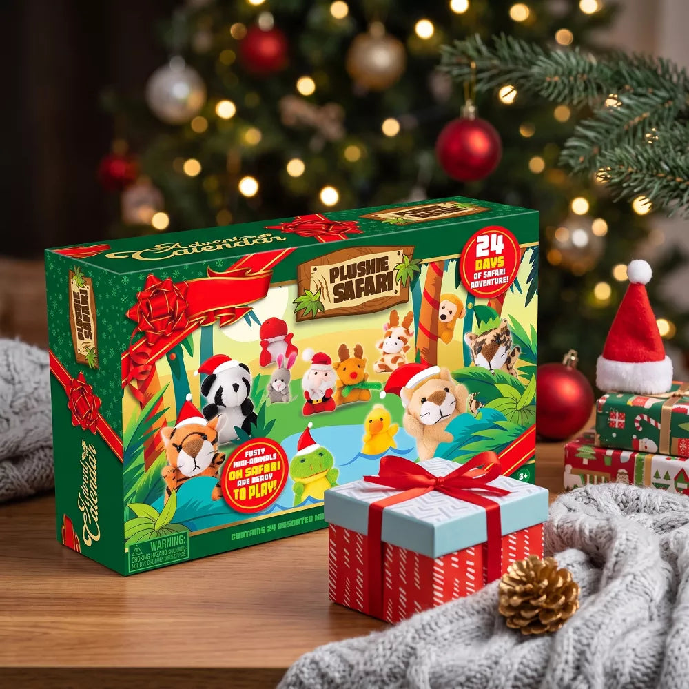 Advent Calendar 24 Mini Plush Animals Reusable Storage Box