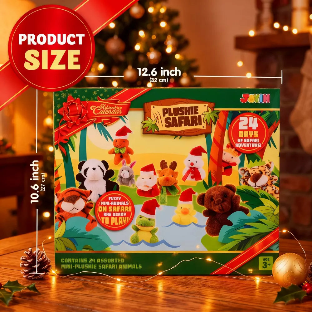 Advent Calendar 24 Mini Plush Animals Reusable Storage Box