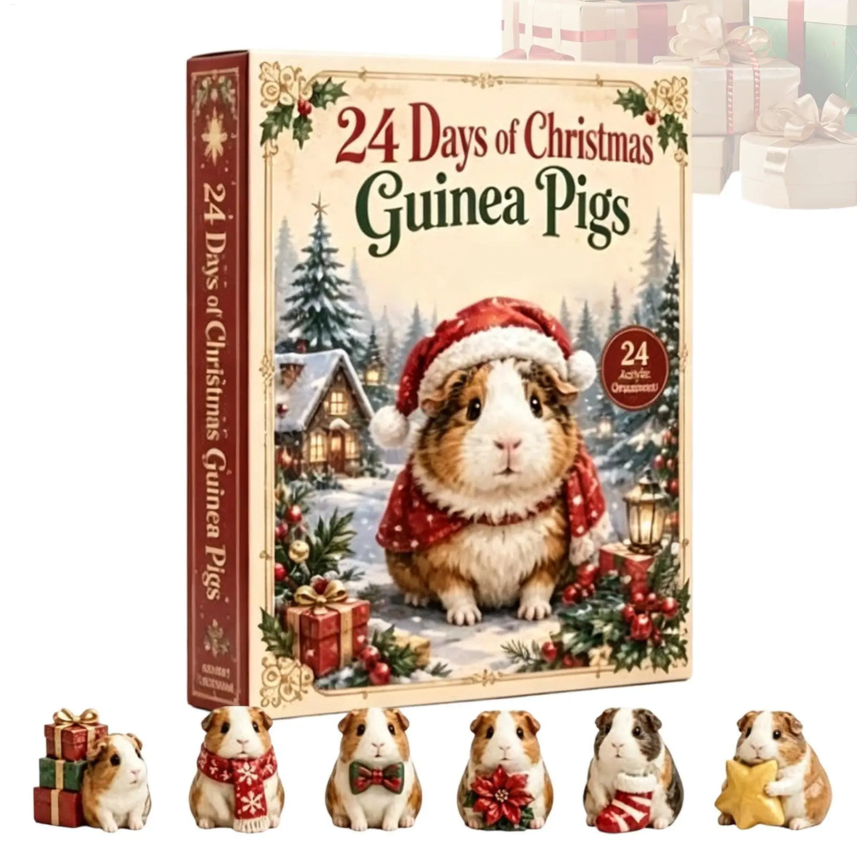 Advent Calendar Acrylic 24 Guinea Pig Ornaments Hangable Display