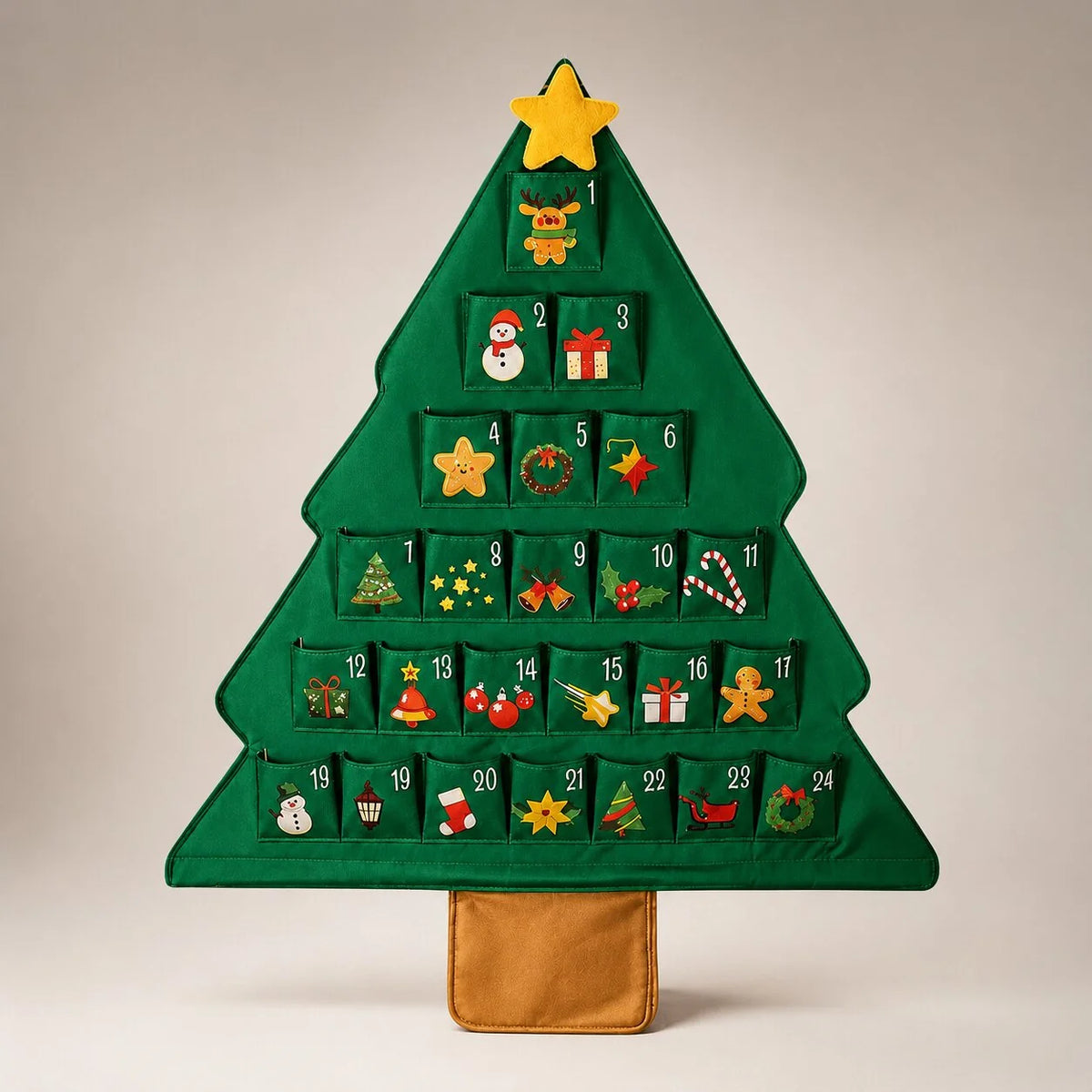Advent Calendar Christmas Tree 24 Refillable Fabric Pockets