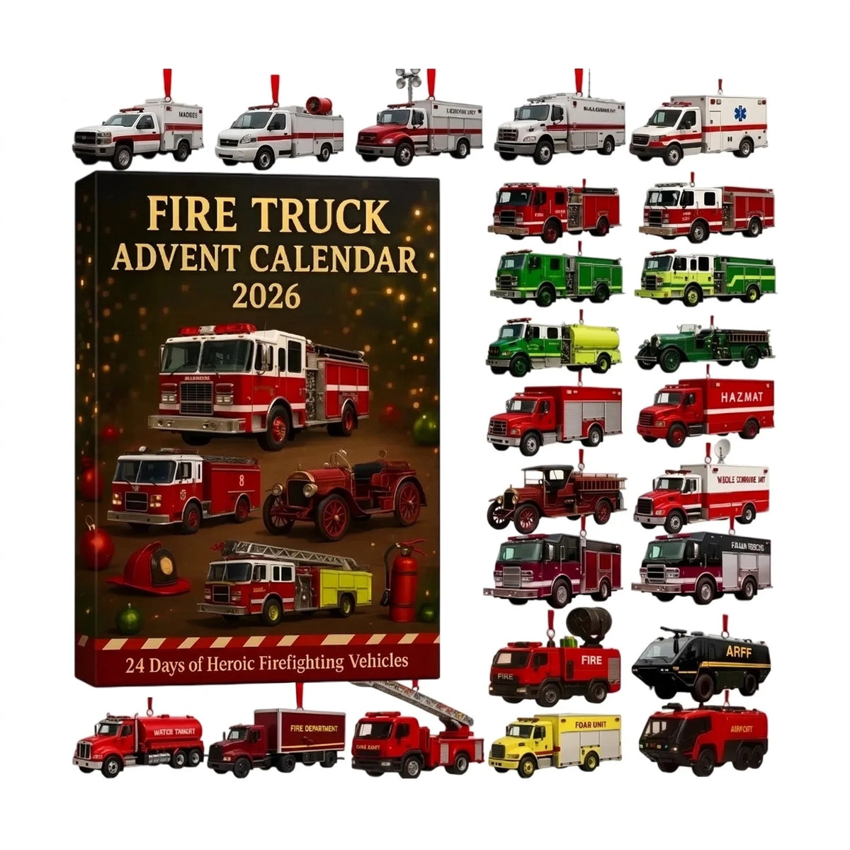 Advent Calendar Fire Truck Theme 24 Toy Vehicles