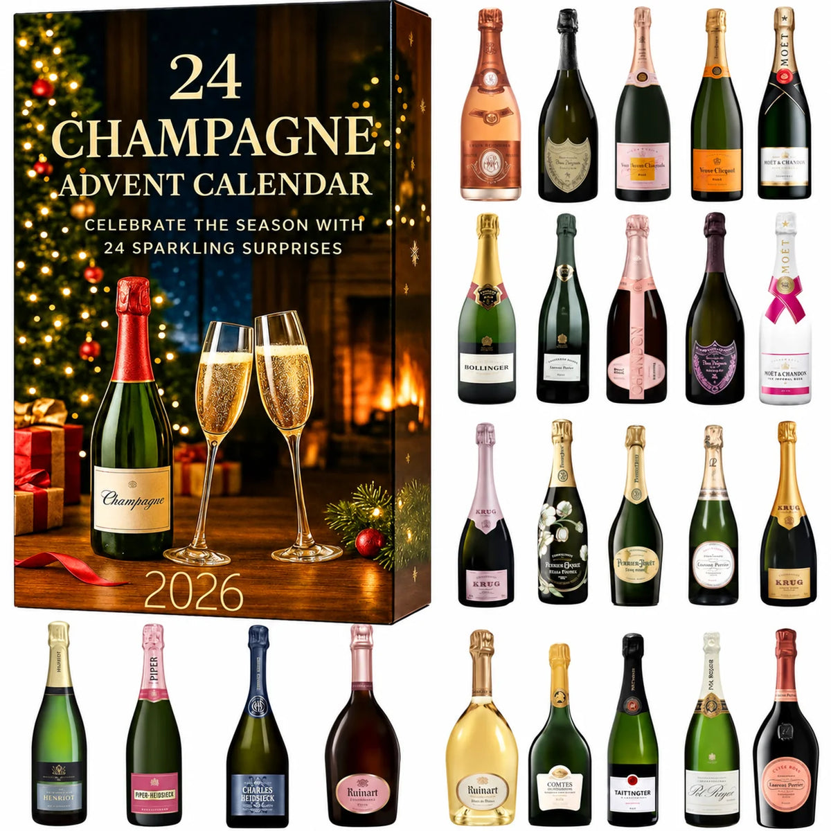 Advent Calendar Miniature Bottle Ornaments 24-Day Countdown