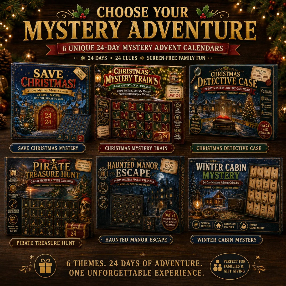 Advent Calendar Mystery Puzzle 24 Daily Clues Screen-Free