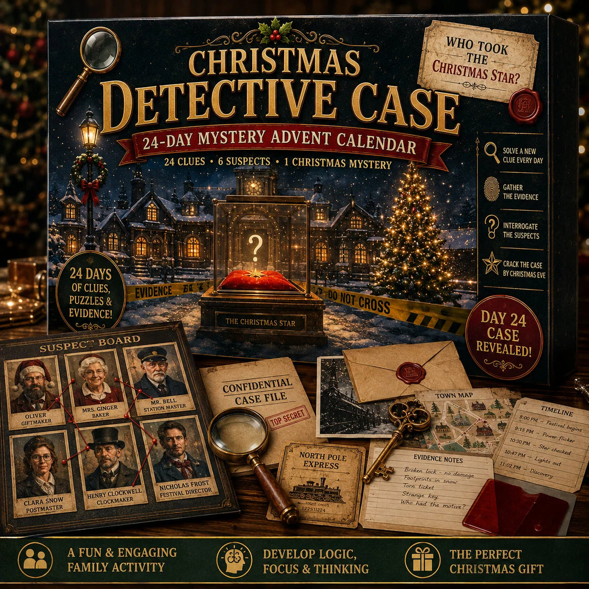 Advent Calendar Mystery Puzzle 24 Daily Clues Screen-Free